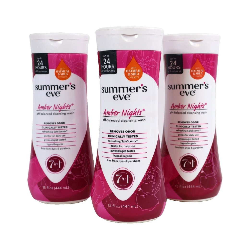 3 PACK Summer's Eve Amber Nights pH Balanced Cleansing Wash 15 fl oz Each